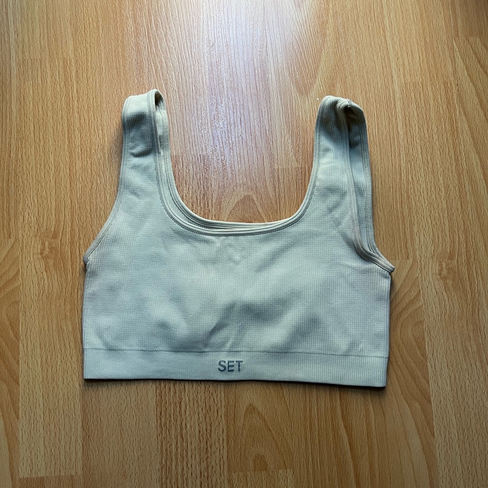 Set Active - Bone ribbed sports bra